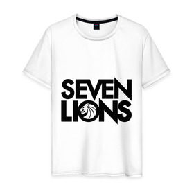 Мужская футболка хлопок с принтом 7 Lions в Санкт-Петербурге, 100% хлопок | прямой крой, круглый вырез горловины, длина до линии бедер, слегка спущенное плечо. | seven lions | лев | львы | семь | семь львов