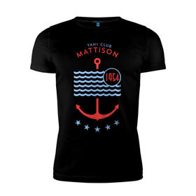 Мужская футболка премиум с принтом MATTISON яхт-клуб в Санкт-Петербурге, 92% хлопок, 8% лайкра | приталенный силуэт, круглый вырез ворота, длина до линии бедра, короткий рукав | Тематика изображения на принте: mattison | маттисон | море | якорь | яхкт клуб