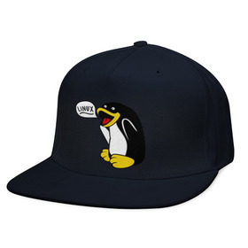 Кепка снепбек с прямым козырьком с принтом Пингвин: Linux в Санкт-Петербурге, хлопок 100% |  | пингвин