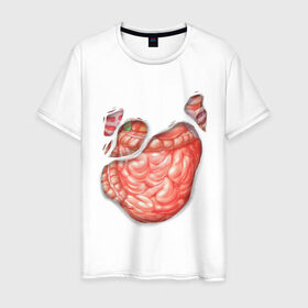 Мужская футболка хлопок с принтом Внутренности в Санкт-Петербурге, 100% хлопок | прямой крой, круглый вырез горловины, длина до линии бедер, слегка спущенное плечо. | anatomy | guts | internal organs | torn t shirt | анатомия | внутренности | кишки | органы