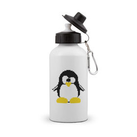 Бутылка спортивная с принтом Битовый пингвин Linux в Санкт-Петербурге, металл | емкость — 500 мл, в комплекте две пластиковые крышки и карабин для крепления | Тематика изображения на принте: админам | компьютерные | линукс | операционная система | ос