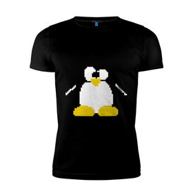 Мужская футболка премиум с принтом Битовый пингвин Linux в Санкт-Петербурге, 92% хлопок, 8% лайкра | приталенный силуэт, круглый вырез ворота, длина до линии бедра, короткий рукав | Тематика изображения на принте: админам | компьютерные | линукс | операционная система | ос