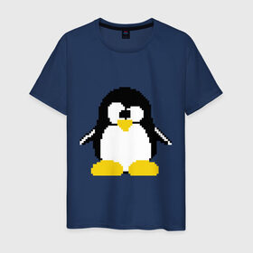 Мужская футболка хлопок с принтом Битовый пингвин Linux в Санкт-Петербурге, 100% хлопок | прямой крой, круглый вырез горловины, длина до линии бедер, слегка спущенное плечо. | Тематика изображения на принте: админам | компьютерные | линукс | операционная система | ос