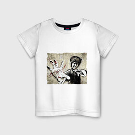 Детская футболка хлопок с принтом Bruce Lee в Санкт-Петербурге, 100% хлопок | круглый вырез горловины, полуприлегающий силуэт, длина до линии бедер | брюс ли