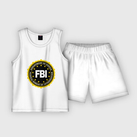 Детская пижама с шортами хлопок с принтом FBI в Санкт-Петербурге,  |  | fbi | federal bureau of investigation | newtop | америка | спецслужбы | сша | фбр | федеральное бюро расследований