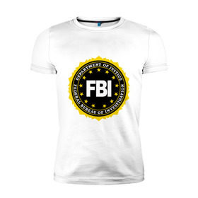 Мужская футболка премиум с принтом FBI в Санкт-Петербурге, 92% хлопок, 8% лайкра | приталенный силуэт, круглый вырез ворота, длина до линии бедра, короткий рукав | fbi | federal bureau of investigation | newtop | америка | спецслужбы | сша | фбр | федеральное бюро расследований