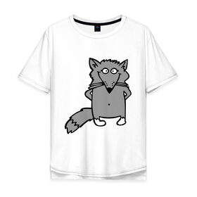 Мужская футболка хлопок Oversize с принтом Хитрый лис в Санкт-Петербурге, 100% хлопок | свободный крой, круглый ворот, “спинка” длиннее передней части | лис | лисенок | смешной лис