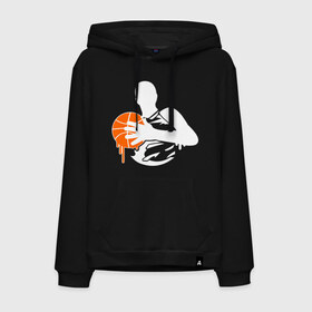 Мужская толстовка хлопок с принтом Баскетболист glow в Санкт-Петербурге, френч-терри, мягкий теплый начес внутри (100% хлопок) | карман-кенгуру, эластичные манжеты и нижняя кромка, капюшон с подкладом и шнурком | basketball | glow | баскет | баскетбол | баскетбольный мяч | спорт