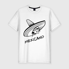 Мужская футболка премиум с принтом Mexicano в Санкт-Петербурге, 92% хлопок, 8% лайкра | приталенный силуэт, круглый вырез ворота, длина до линии бедра, короткий рукав | mexicano | skull | мексиканец | череп