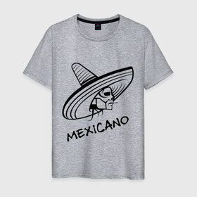 Мужская футболка хлопок с принтом Mexicano в Санкт-Петербурге, 100% хлопок | прямой крой, круглый вырез горловины, длина до линии бедер, слегка спущенное плечо. | mexicano | skull | мексиканец | череп
