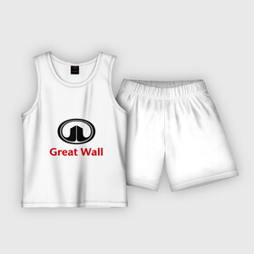 Детская пижама с шортами хлопок с принтом Great Wall logo в Санкт-Петербурге,  |  | great wall | greatwall | автобренды | автолюбителям | бренд | для автовладельцев | для автолюбителей | лого | логотип