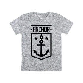 Детская футболка хлопок с принтом Anchor Shield в Санкт-Петербурге, 100% хлопок | круглый вырез горловины, полуприлегающий силуэт, длина до линии бедер | Тематика изображения на принте: anchor shield | анкор | море | морская тема | моряк | якорь | яхтклуб