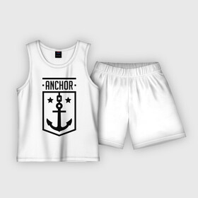 Детская пижама с шортами хлопок с принтом Anchor Shield в Санкт-Петербурге,  |  | anchor shield | анкор | море | морская тема | моряк | якорь | яхтклуб