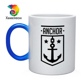Кружка хамелеон с принтом Anchor Shield в Санкт-Петербурге, керамика | меняет цвет при нагревании, емкость 330 мл | anchor shield | анкор | море | морская тема | моряк | якорь | яхтклуб