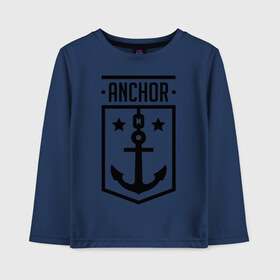 Детский лонгслив хлопок с принтом Anchor Shield в Санкт-Петербурге, 100% хлопок | круглый вырез горловины, полуприлегающий силуэт, длина до линии бедер | anchor shield | анкор | море | морская тема | моряк | якорь | яхтклуб