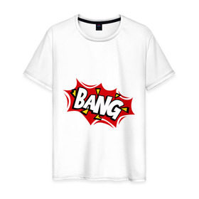Мужская футболка хлопок с принтом Bang в Санкт-Петербурге, 100% хлопок | прямой крой, круглый вырез горловины, длина до линии бедер, слегка спущенное плечо. | взрыв | иллюстрация | комикс | прикольные картинки