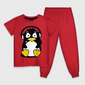 Детская пижама хлопок с принтом Пингвин в наушниках в Санкт-Петербурге, 100% хлопок |  брюки и футболка прямого кроя, без карманов, на брюках мягкая резинка на поясе и по низу штанин
 | животные | пингвиненок | пингвинчик | прикольные картинки