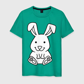 Мужская футболка хлопок с принтом Милый зайчик в Санкт-Петербурге, 100% хлопок | прямой крой, круглый вырез горловины, длина до линии бедер, слегка спущенное плечо. | зайчик | заяц | звереныш | кролик | милый зайчик