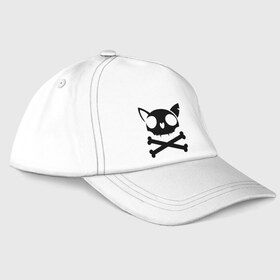 Бейсболка с принтом кошачий пиратскй флаг в Санкт-Петербурге, 100% хлопок | классический козырек, металлическая застежка-регулятор размера | кости | кошачий пиратский флаг | пиратский флаг | череп | череп кошки