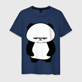 Мужская футболка хлопок с принтом Серьезная панда. в Санкт-Петербурге, 100% хлопок | прямой крой, круглый вырез горловины, длина до линии бедер, слегка спущенное плечо. | панда
