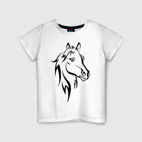 Детская футболка хлопок с принтом Horse в Санкт-Петербурге, 100% хлопок | круглый вырез горловины, полуприлегающий силуэт, длина до линии бедер | животное | красивая картинка | лошадь