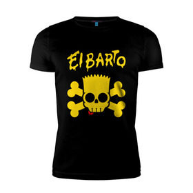 Мужская футболка премиум с принтом El Barto в Санкт-Петербурге, 92% хлопок, 8% лайкра | приталенный силуэт, круглый вырез ворота, длина до линии бедра, короткий рукав | кости | мексика симпсон | прикольная картинка | череп