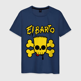Мужская футболка хлопок с принтом El Barto в Санкт-Петербурге, 100% хлопок | прямой крой, круглый вырез горловины, длина до линии бедер, слегка спущенное плечо. | кости | мексика симпсон | прикольная картинка | череп