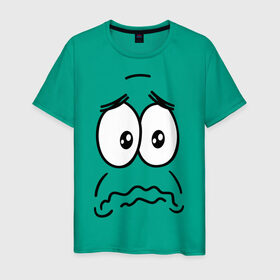 Мужская футболка хлопок с принтом грусть-печаль в Санкт-Петербурге, 100% хлопок | прямой крой, круглый вырез горловины, длина до линии бедер, слегка спущенное плечо. | smile | грустный смайлик | грусть | смайл | эмоции