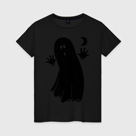 Женская футболка хлопок с принтом Приведение в Санкт-Петербурге, 100% хлопок | прямой крой, круглый вырез горловины, длина до линии бедер, слегка спущенное плечо | луна | месяц | привидение | призрак | страшилка
