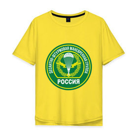 Мужская футболка хлопок Oversize с принтом ДШМГ в Санкт-Петербурге, 100% хлопок | свободный крой, круглый ворот, “спинка” длиннее передней части | войска | парашют | эмблема