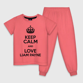 Детская пижама хлопок с принтом Keep calm and love Liam Payne в Санкт-Петербурге, 100% хлопок |  брюки и футболка прямого кроя, без карманов, на брюках мягкая резинка на поясе и по низу штанин
 | Тематика изображения на принте: 1d | keep calm | liam payne | music | one direction | лиам пейн