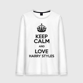 Мужской лонгслив хлопок с принтом Keep calm and love Harry Styles в Санкт-Петербурге, 100% хлопок |  | 1d | harry styles | keep calm | music | one direction | гарри стайлс