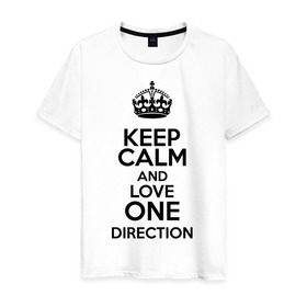 Мужская футболка хлопок с принтом Keep calm and love One Direction в Санкт-Петербурге, 100% хлопок | прямой крой, круглый вырез горловины, длина до линии бедер, слегка спущенное плечо. | Тематика изображения на принте: 1d | keep calm | love one direction | music | one direction