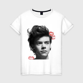 Женская футболка хлопок с принтом Harry Styles в Санкт-Петербурге, 100% хлопок | прямой крой, круглый вырез горловины, длина до линии бедер, слегка спущенное плечо | 1d | keep calm | music | one direction | гарри стайлс