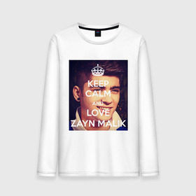 Мужской лонгслив хлопок с принтом Keep calm and love Zayn Malik в Санкт-Петербурге, 100% хлопок |  | 1d | keep calm | music | one direction | zayn malik | зейн малик