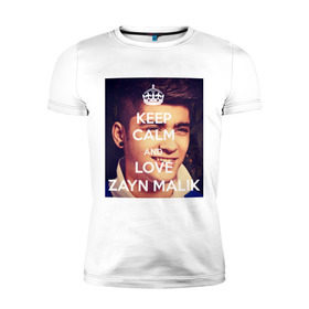 Мужская футболка премиум с принтом Keep calm and love Zayn Malik в Санкт-Петербурге, 92% хлопок, 8% лайкра | приталенный силуэт, круглый вырез ворота, длина до линии бедра, короткий рукав | 1d | keep calm | music | one direction | zayn malik | зейн малик