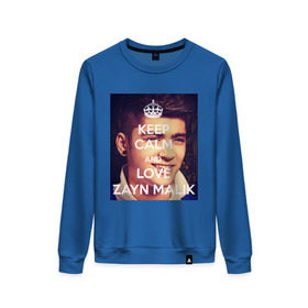 Женский свитшот хлопок с принтом Keep calm and love Zayn Malik в Санкт-Петербурге, 100% хлопок | прямой крой, круглый вырез, на манжетах и по низу широкая трикотажная резинка  | 1d | keep calm | music | one direction | zayn malik | зейн малик