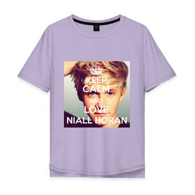 Мужская футболка хлопок Oversize с принтом Keep calm and love Niall Horan в Санкт-Петербурге, 100% хлопок | свободный крой, круглый ворот, “спинка” длиннее передней части | 1d | keep calm | music | niall horan | one direction | найл хоран