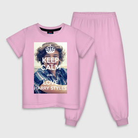 Детская пижама хлопок с принтом Keep calm and love Harry Styles в Санкт-Петербурге, 100% хлопок |  брюки и футболка прямого кроя, без карманов, на брюках мягкая резинка на поясе и по низу штанин
 | 1d | harry styles | keep calm | music | one direction | гарри стайлс
