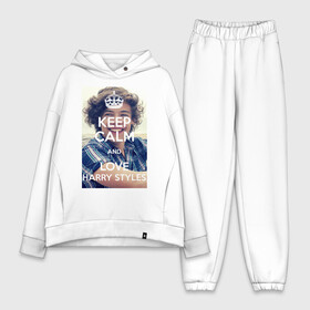 Женский костюм хлопок Oversize с принтом Keep calm and love Harry Styles в Санкт-Петербурге,  |  | 1d | harry styles | keep calm | music | one direction | гарри стайлс