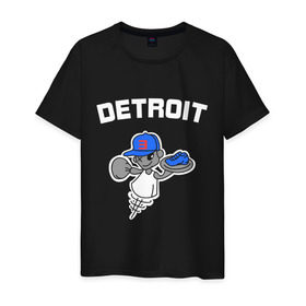 Мужская футболка хлопок с принтом Detroit в Санкт-Петербурге, 100% хлопок | прямой крой, круглый вырез горловины, длина до линии бедер, слегка спущенное плечо. | Тематика изображения на принте: хип хоп