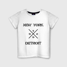 Детская футболка хлопок с принтом NY Detroit в Санкт-Петербурге, 100% хлопок | круглый вырез горловины, полуприлегающий силуэт, длина до линии бедер | хип хоп