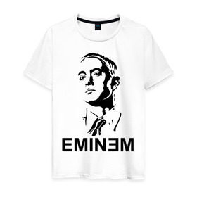 Мужская футболка хлопок с принтом Эминем в Санкт-Петербурге, 100% хлопок | прямой крой, круглый вырез горловины, длина до линии бедер, слегка спущенное плечо. | хип хоп