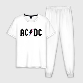 Мужская пижама хлопок с принтом ACDC в Санкт-Петербурге, 100% хлопок | брюки и футболка прямого кроя, без карманов, на брюках мягкая резинка на поясе и по низу штанин
 | acdc | rock | блюз рок | рок | рок группа | рок н ролл | хард рок | эйсидиси