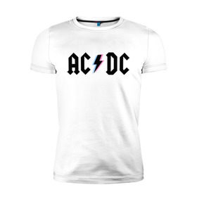 Мужская футболка премиум с принтом ACDC в Санкт-Петербурге, 92% хлопок, 8% лайкра | приталенный силуэт, круглый вырез ворота, длина до линии бедра, короткий рукав | Тематика изображения на принте: acdc | rock | блюз рок | рок | рок группа | рок н ролл | хард рок | эйсидиси