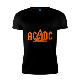 Мужская футболка премиум с принтом ADCD high voltage в Санкт-Петербурге, 92% хлопок, 8% лайкра | приталенный силуэт, круглый вырез ворота, длина до линии бедра, короткий рукав | acdc | rock | блюз рок | рок | рок группа | рок н ролл | хард рок | эйсидиси