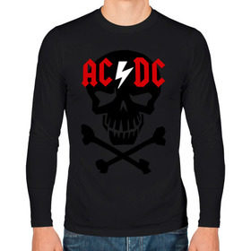 Мужской лонгслив хлопок с принтом ACDC skull в Санкт-Петербурге, 100% хлопок |  | acdc | rock | блюз рок | рок | рок группа | рок н ролл | хард рок | эйсидиси