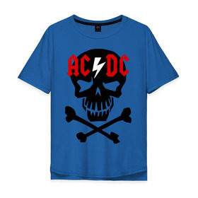 Мужская футболка хлопок Oversize с принтом ACDC skull в Санкт-Петербурге, 100% хлопок | свободный крой, круглый ворот, “спинка” длиннее передней части | Тематика изображения на принте: acdc | rock | блюз рок | рок | рок группа | рок н ролл | хард рок | эйсидиси