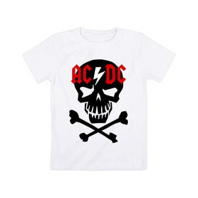 Детская футболка хлопок с принтом ACDC skull в Санкт-Петербурге, 100% хлопок | круглый вырез горловины, полуприлегающий силуэт, длина до линии бедер | acdc | rock | блюз рок | рок | рок группа | рок н ролл | хард рок | эйсидиси