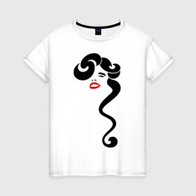 Женская футболка хлопок с принтом Краса, длинная коса в Санкт-Петербурге, 100% хлопок | прямой крой, круглый вырез горловины, длина до линии бедер, слегка спущенное плечо | 
